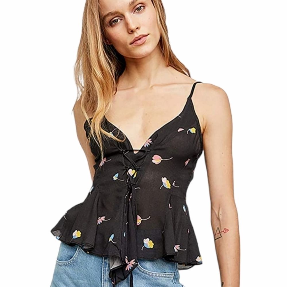 FREE PEOPLE Radea Printed Lace-up Camisole Size SMALL